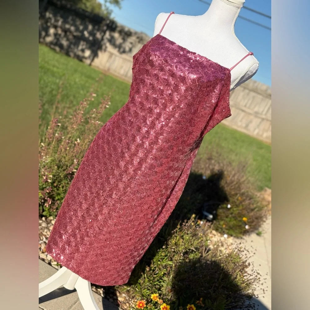 Dolls Kill Trac Pink Sequins Preppy Y2K Mini Dress - Picture 3 of 8